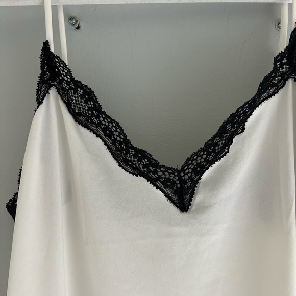 Mango White Camisole with Black Lace Trim - Picture 2 of 4